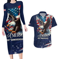 US Navy 250th Anniversary Couples Matching Long Sleeve Bodycon Dress and Hawaiian Shirt Proudly Served Veteran - Wonder Print Shop