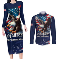 US Navy 250th Anniversary Couples Matching Long Sleeve Bodycon Dress and Long Sleeve Button Shirt Proudly Served Veteran - Wonder Print Shop