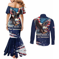US Navy 250th Anniversary Couples Matching Mermaid Dress and Long Sleeve Button Shirt Proudly Served Veteran - Wonder Print Shop