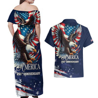 US Navy 250th Anniversary Couples Matching Off Shoulder Maxi Dress and Hawaiian Shirt Proudly Served Veteran - Wonder Print Shop