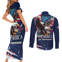 US Navy 250th Anniversary Couples Matching Short Sleeve Bodycon Dress and Long Sleeve Button Shirt Proudly Served Veteran - Wonder Print Shop