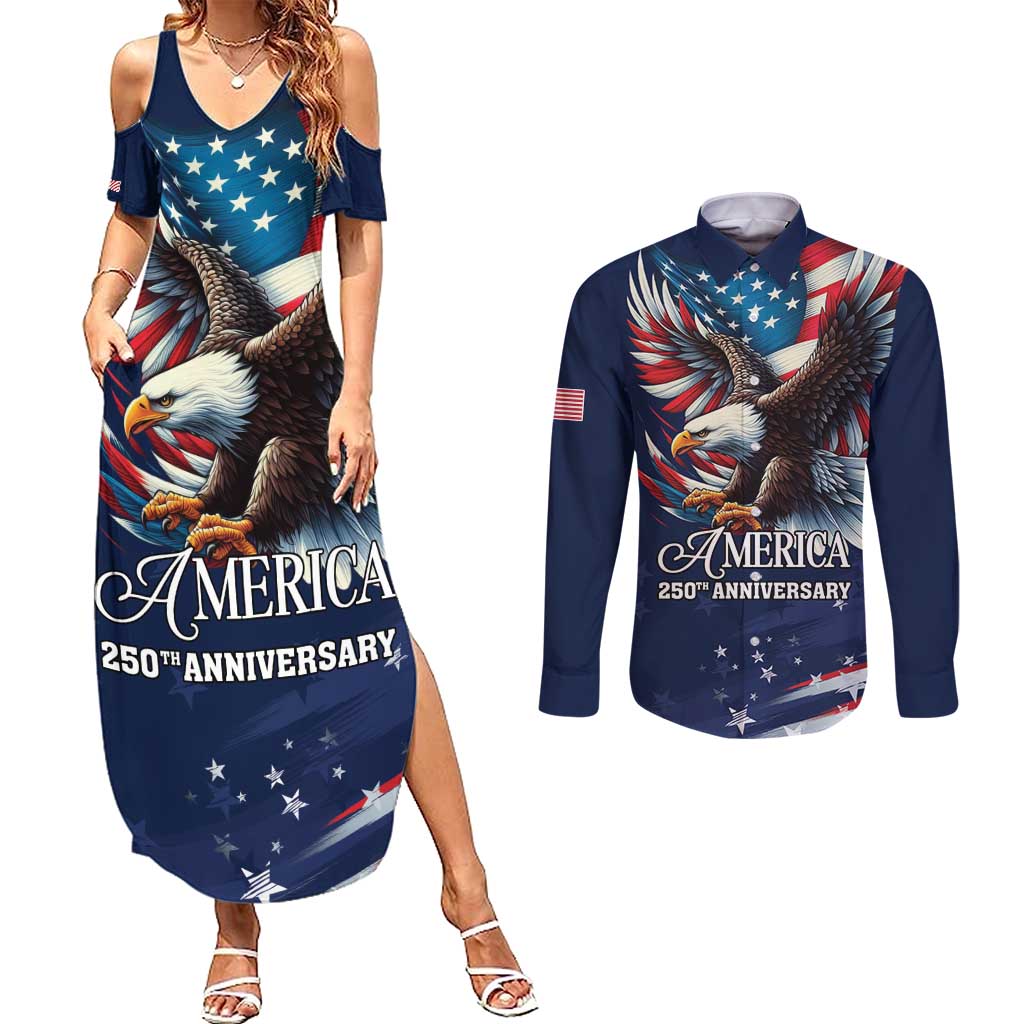 US Navy 250th Anniversary Couples Matching Summer Maxi Dress and Long Sleeve Button Shirt Proudly Served Veteran - Wonder Print Shop