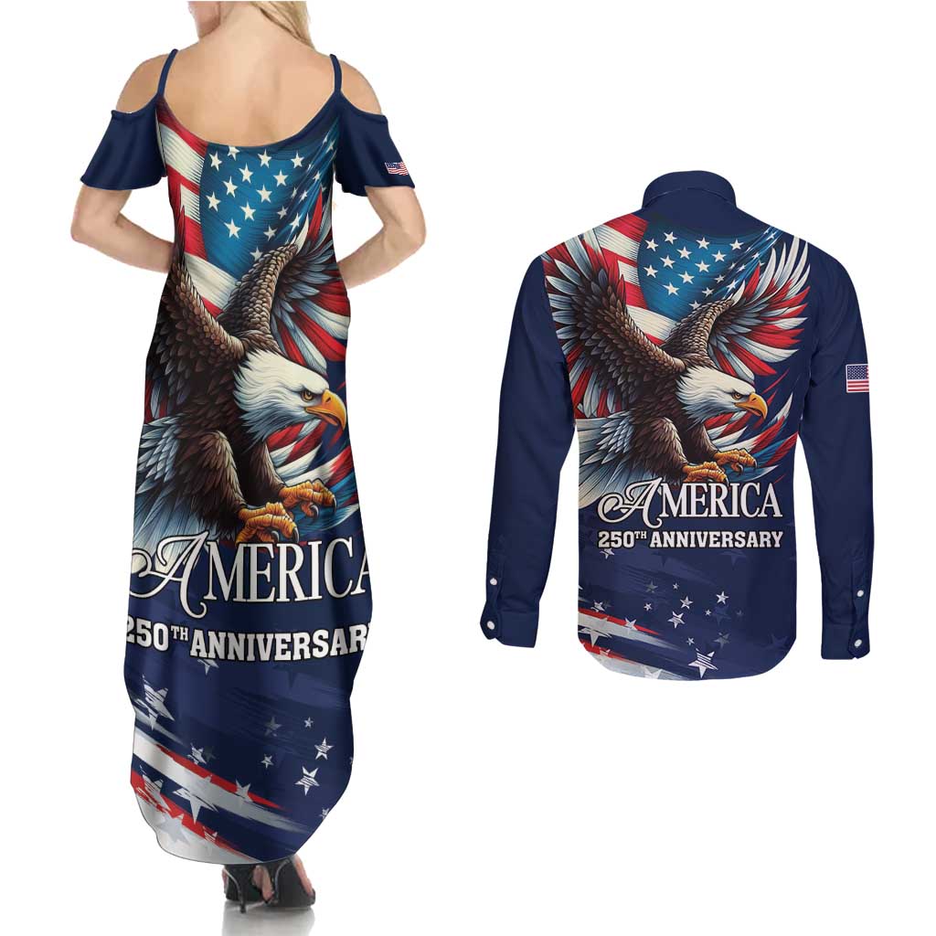US Navy 250th Anniversary Couples Matching Summer Maxi Dress and Long Sleeve Button Shirt Proudly Served Veteran - Wonder Print Shop