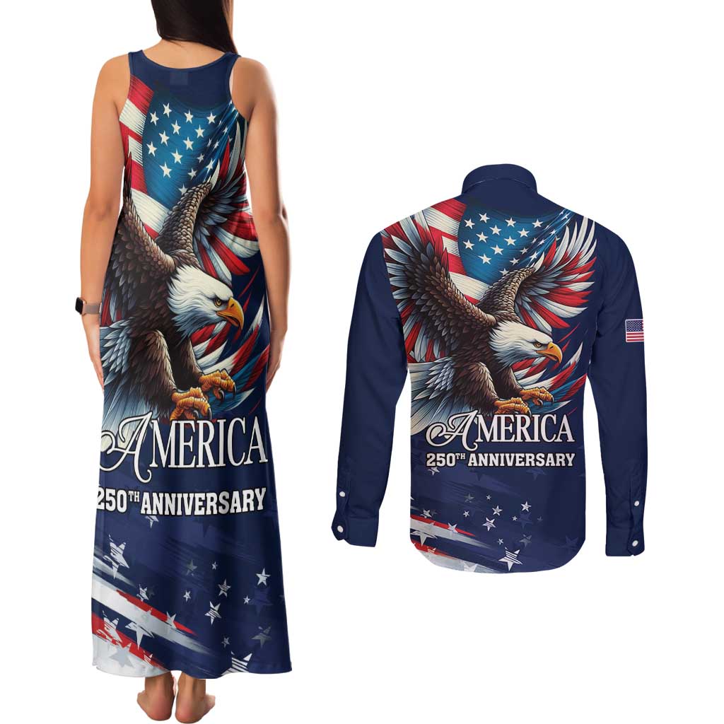 US Navy 250th Anniversary Couples Matching Tank Maxi Dress and Long Sleeve Button Shirt Proudly Served Veteran - Wonder Print Shop