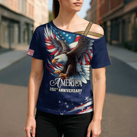 US Navy 250th Anniversary Cross Shoulder Shirt Proudly Served Veteran - Wonder Print Shop