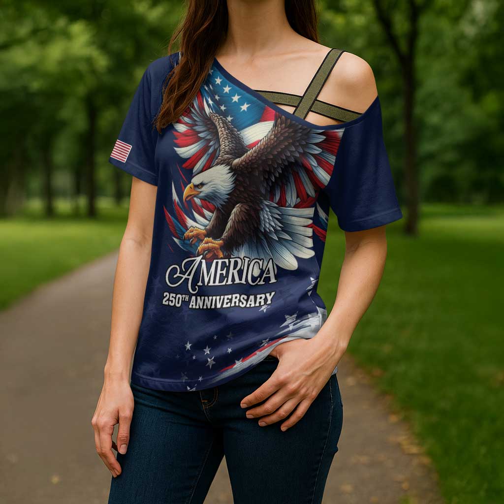 US Navy 250th Anniversary Cross Shoulder Shirt Proudly Served Veteran - Wonder Print Shop