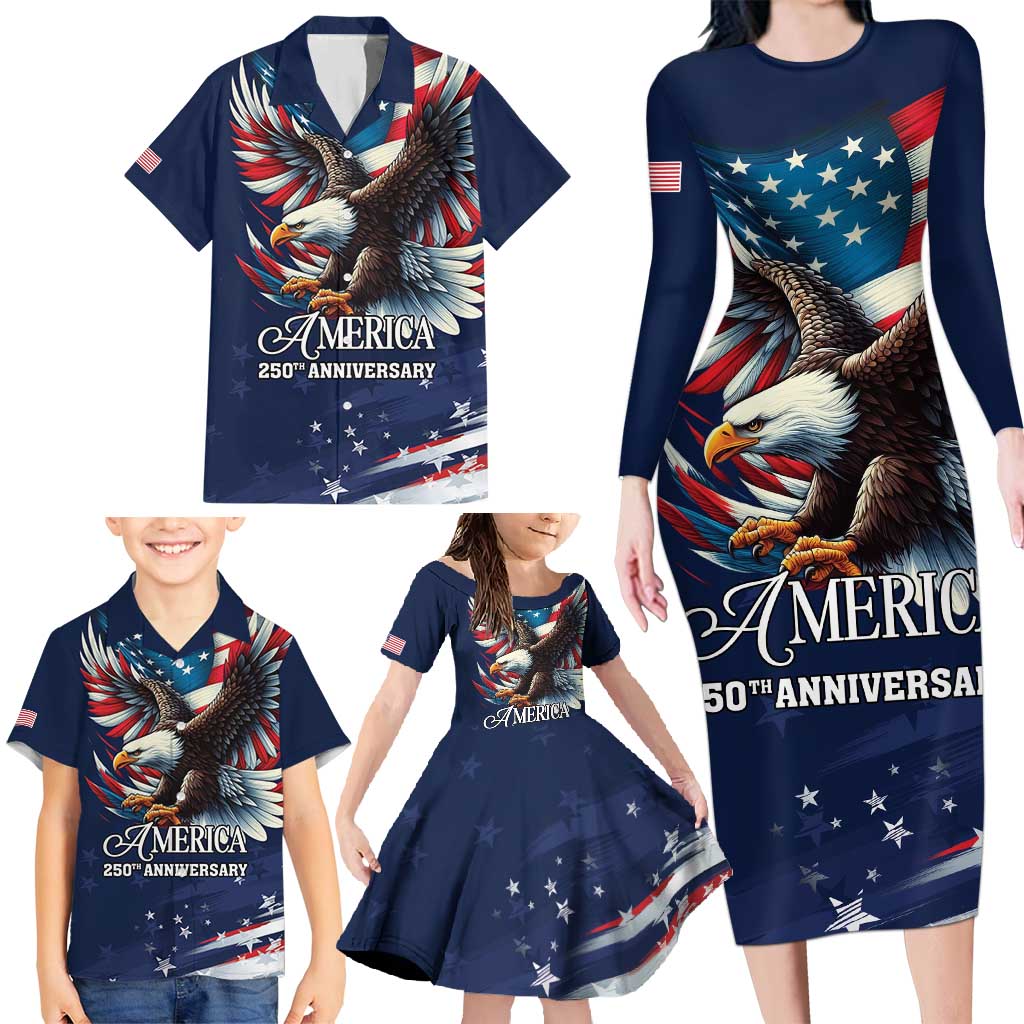 US Navy 250th Anniversary Family Matching Long Sleeve Bodycon Dress and Hawaiian Shirt Proudly Served Veteran - Wonder Print Shop
