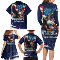 US Navy 250th Anniversary Family Matching Long Sleeve Bodycon Dress and Hawaiian Shirt Proudly Served Veteran - Wonder Print Shop