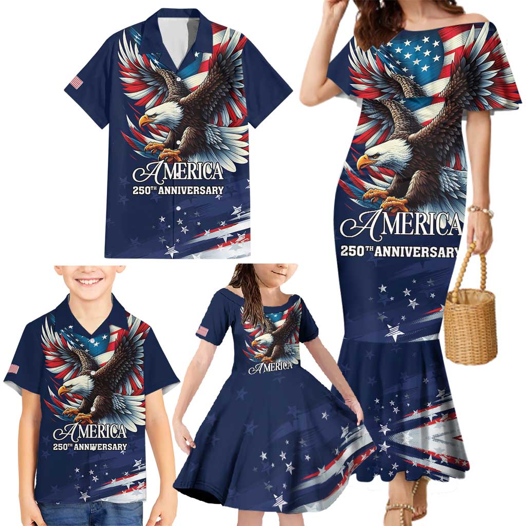 US Navy 250th Anniversary Family Matching Mermaid Dress and Hawaiian Shirt Proudly Served Veteran - Wonder Print Shop