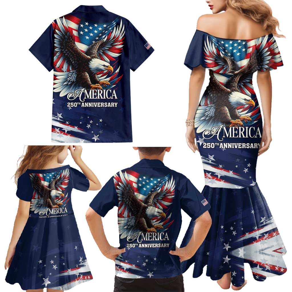 US Navy 250th Anniversary Family Matching Mermaid Dress and Hawaiian Shirt Proudly Served Veteran - Wonder Print Shop