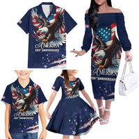 US Navy 250th Anniversary Family Matching Off The Shoulder Long Sleeve Dress and Hawaiian Shirt Proudly Served Veteran - Wonder Print Shop