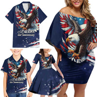 US Navy 250th Anniversary Family Matching Off Shoulder Short Dress and Hawaiian Shirt Proudly Served Veteran - Wonder Print Shop