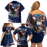 US Navy 250th Anniversary Family Matching Off Shoulder Short Dress and Hawaiian Shirt Proudly Served Veteran - Wonder Print Shop