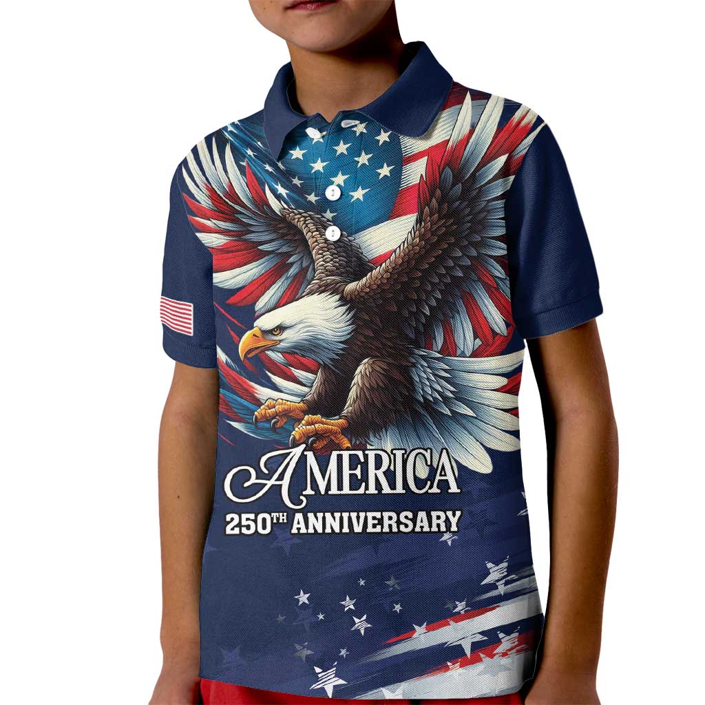 US Navy 250th Anniversary Kid Polo Shirt Proudly Served Veteran - Wonder Print Shop