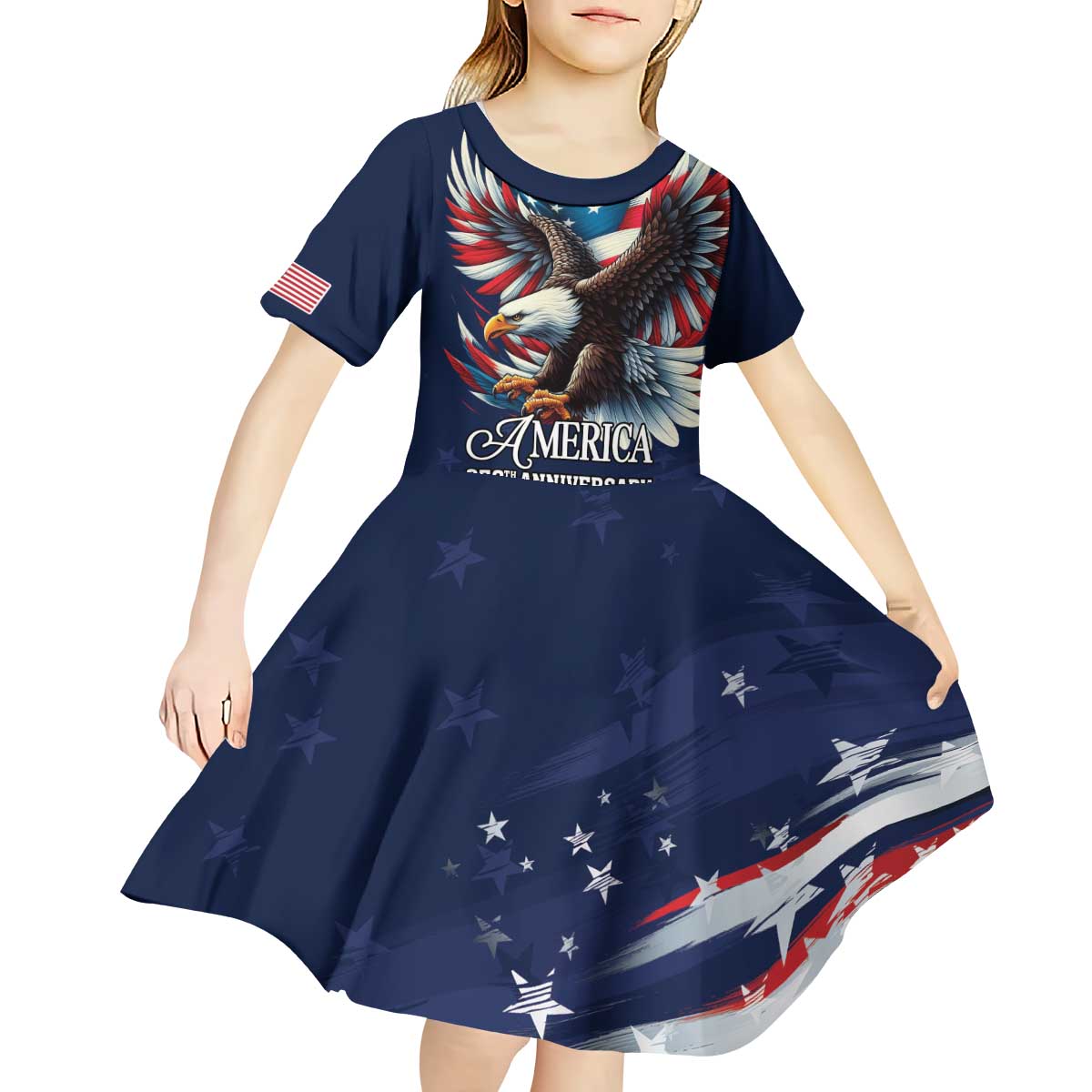 US Navy 250th Anniversary Kid Short Sleeve Dress Proudly Served Veteran - Wonder Print Shop