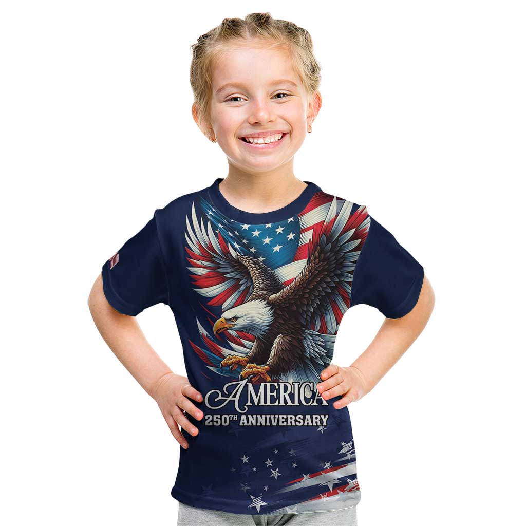 US Navy 250th Anniversary Kid T Shirt Proudly Served Veteran - Wonder Print Shop