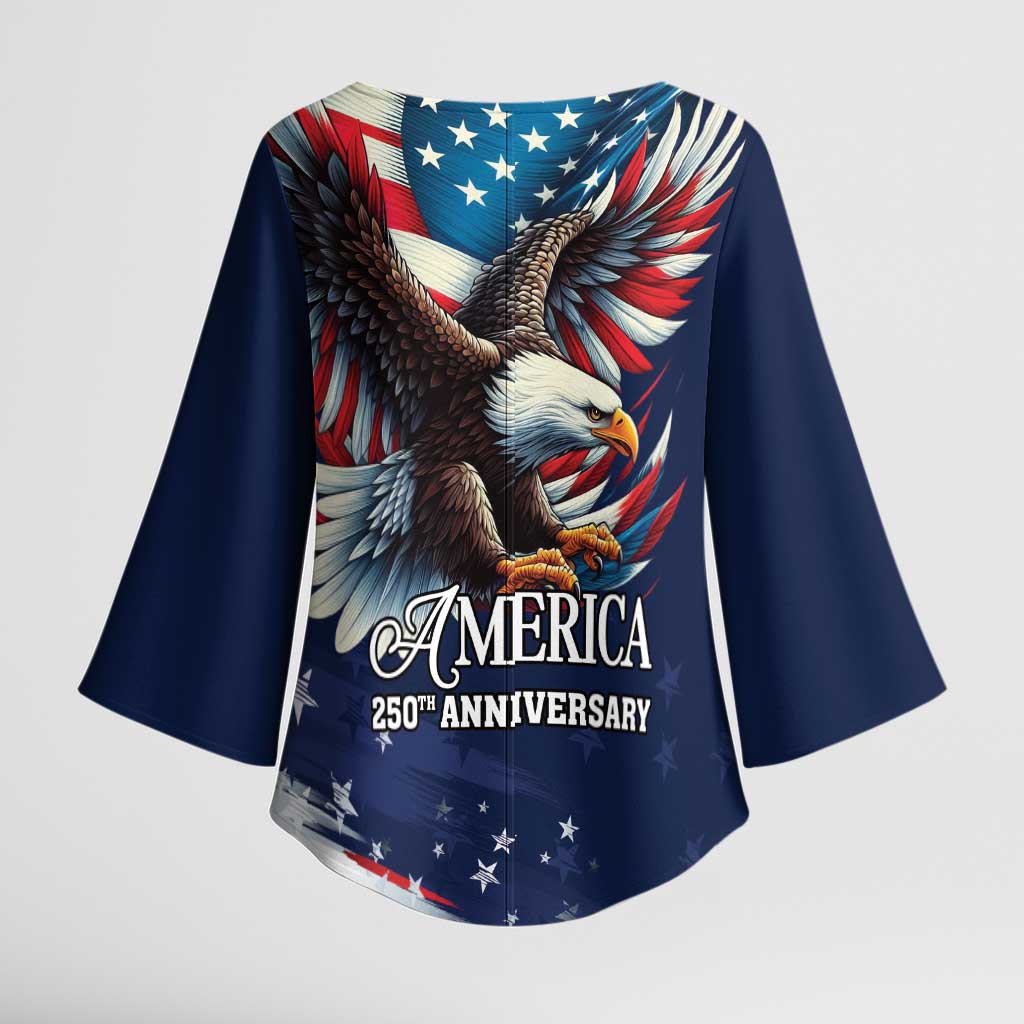 US Navy 250th Anniversary Kimono Sleeve Blouse Proudly Served Veteran - Wonder Print Shop