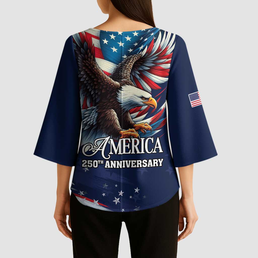 US Navy 250th Anniversary Kimono Sleeve Blouse Proudly Served Veteran - Wonder Print Shop