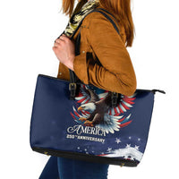 US Navy 250th Anniversary Leather Tote Bag Proudly Served Veteran - Wonder Print Shop