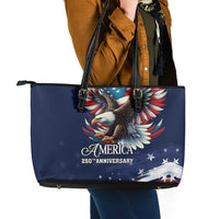 US Navy 250th Anniversary Leather Tote Bag Proudly Served Veteran - Wonder Print Shop