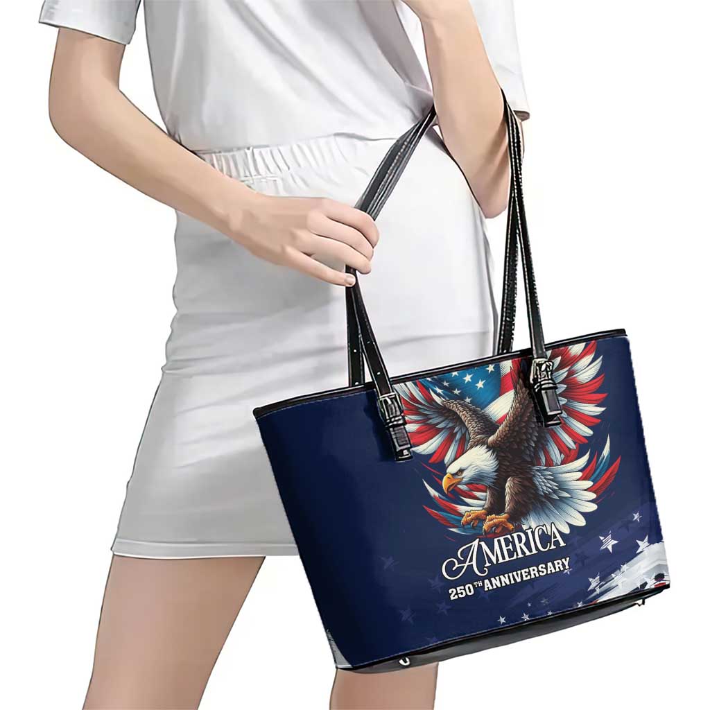 US Navy 250th Anniversary Leather Tote Bag Proudly Served Veteran - Wonder Print Shop