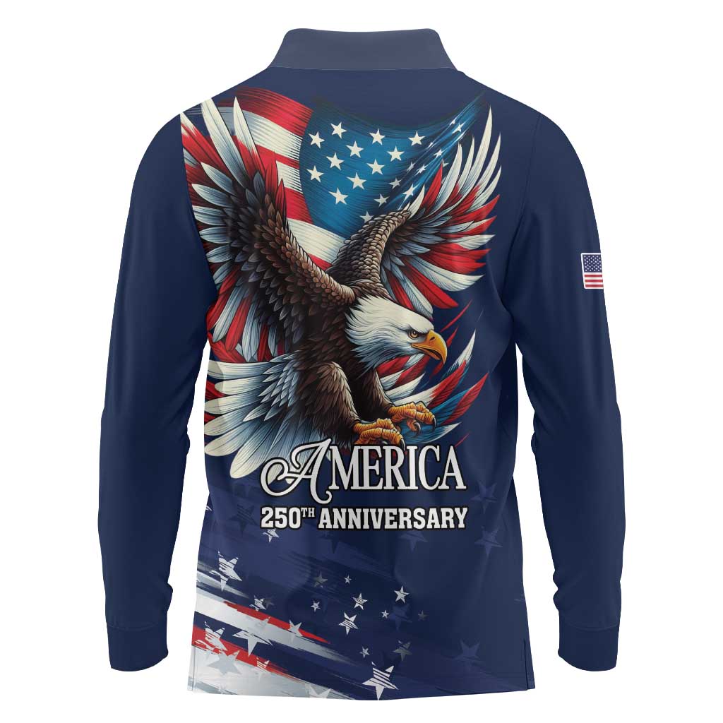 US Navy 250th Anniversary Long Sleeve Polo Shirt Proudly Served Veteran - Wonder Print Shop