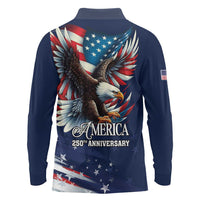 US Navy 250th Anniversary Long Sleeve Polo Shirt Proudly Served Veteran - Wonder Print Shop