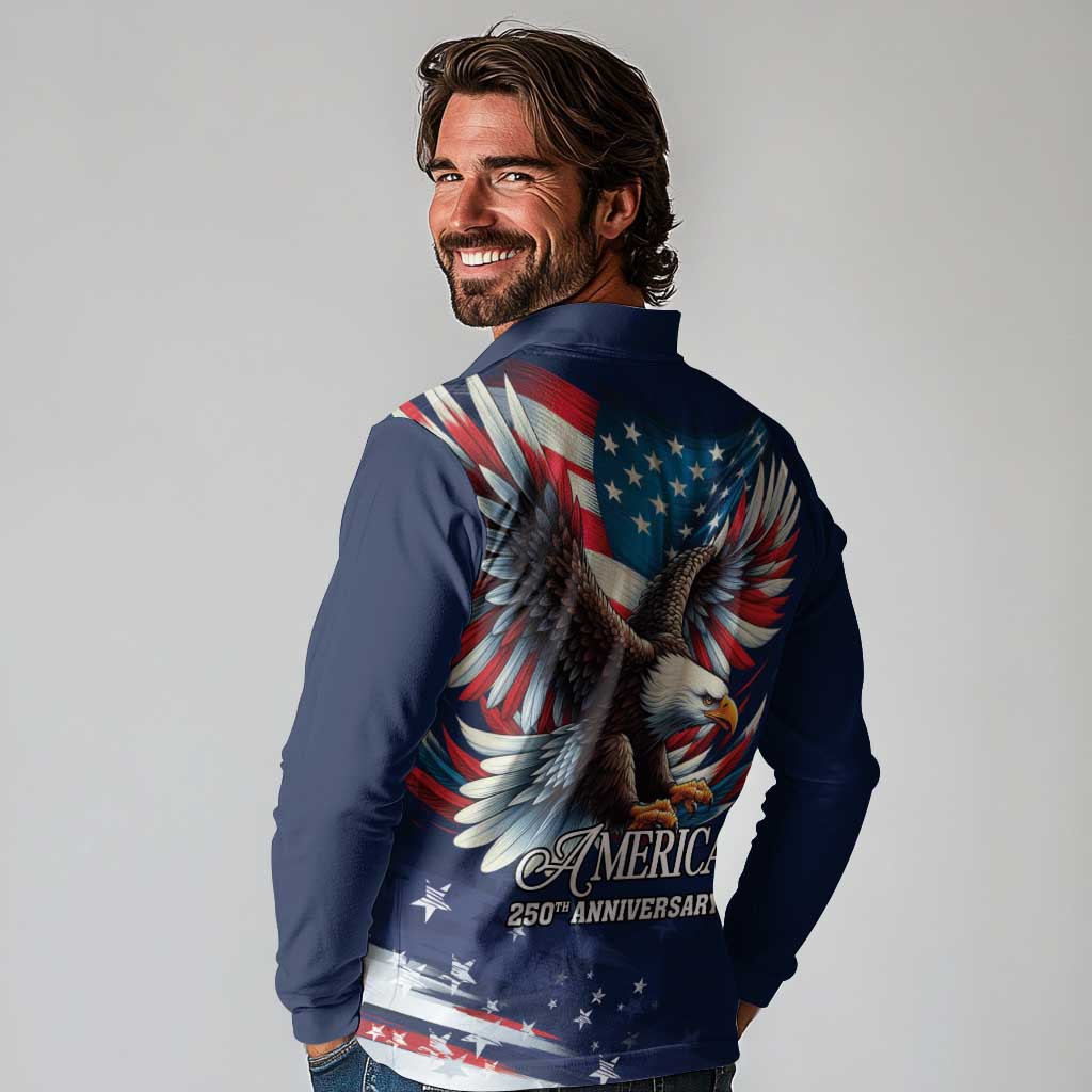 US Navy 250th Anniversary Long Sleeve Polo Shirt Proudly Served Veteran - Wonder Print Shop