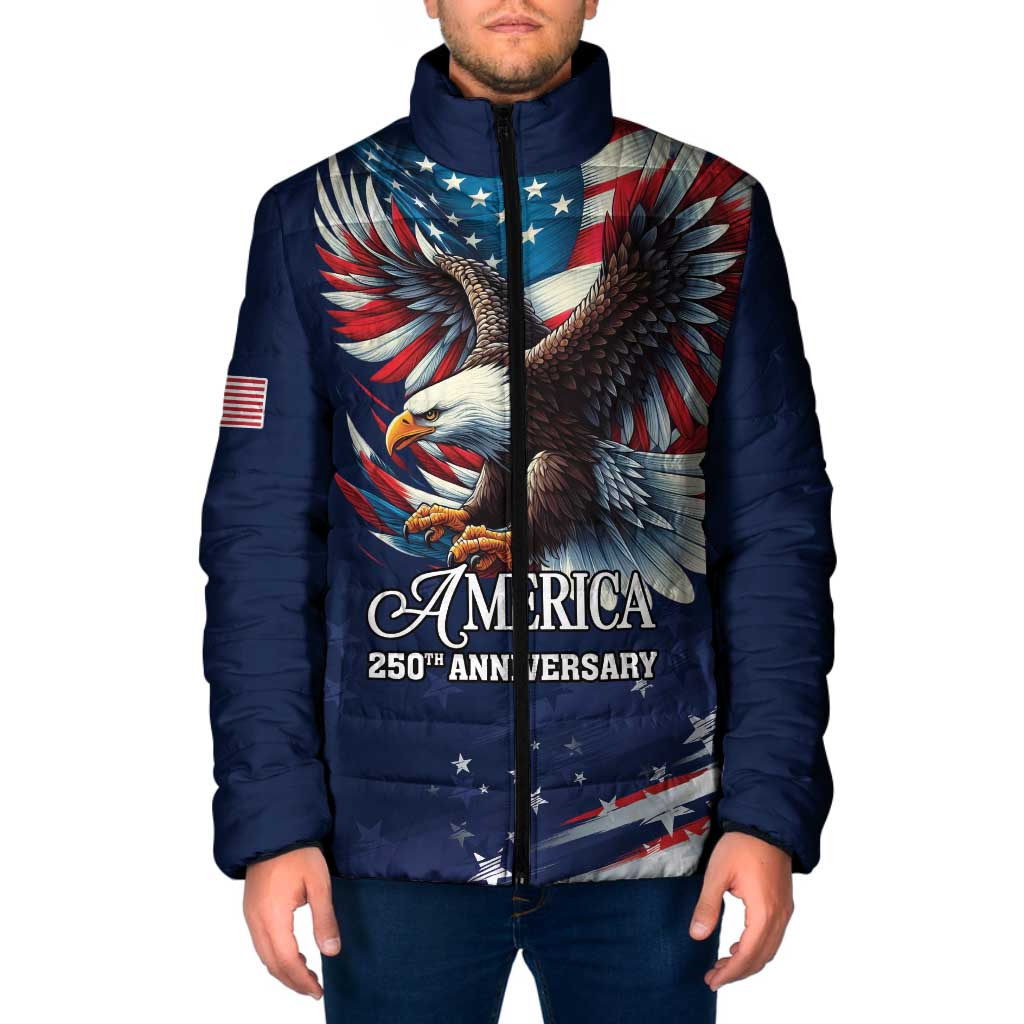 US Navy 250th Anniversary Padded Jacket Proudly Served Veteran - Wonder Print Shop