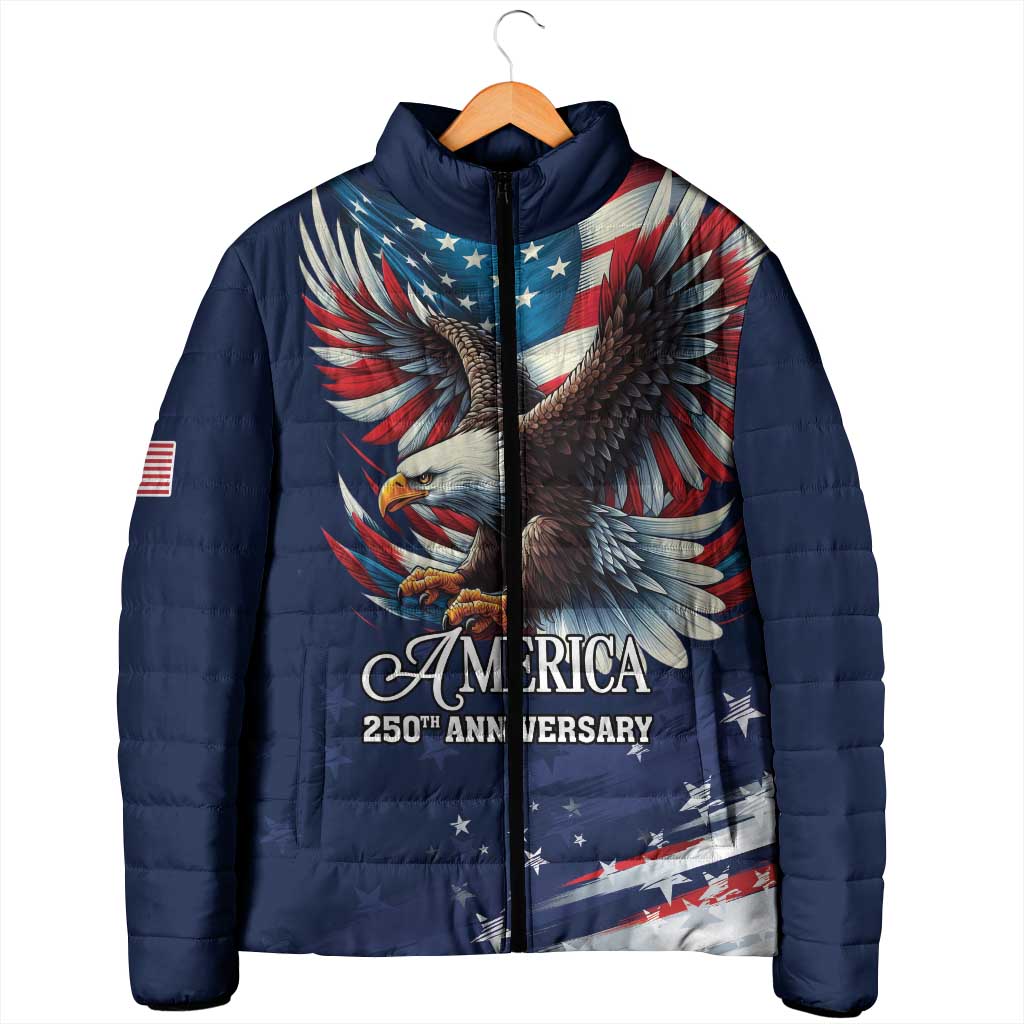 US Navy 250th Anniversary Padded Jacket Proudly Served Veteran - Wonder Print Shop