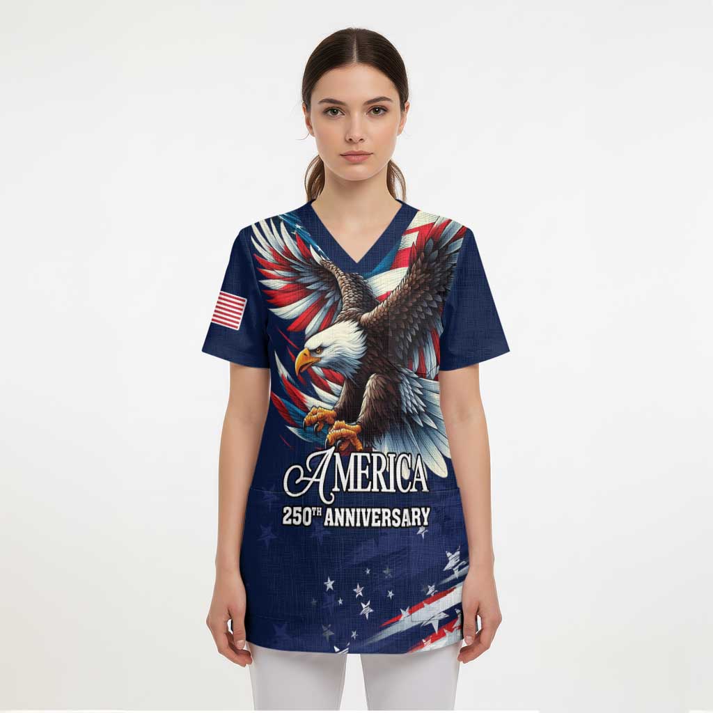 US Navy 250th Anniversary Scrub Top Proudly Served Veteran - Wonder Print Shop