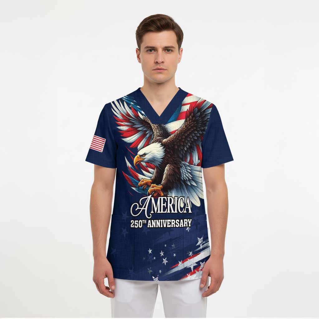 US Navy 250th Anniversary Scrub Top Proudly Served Veteran - Wonder Print Shop