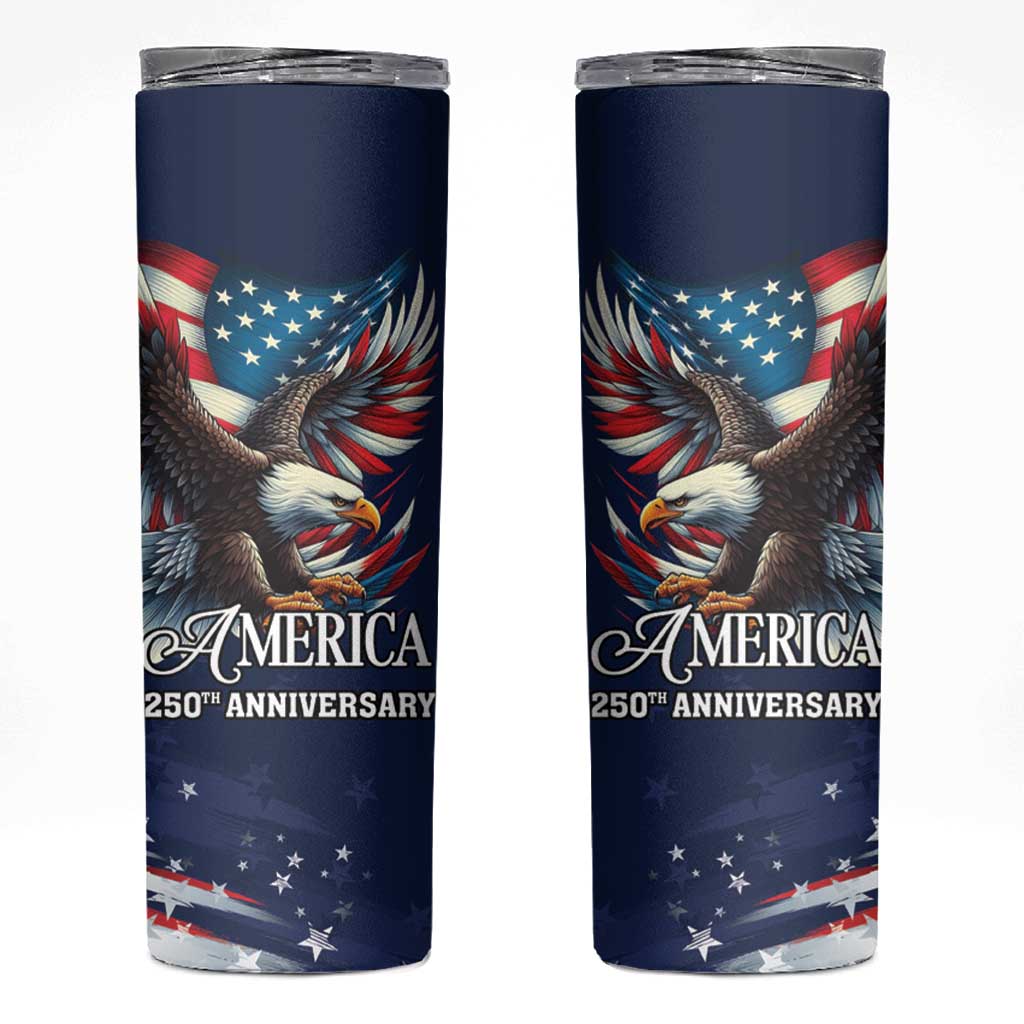 US Navy 250th Anniversary Skinny Tumbler Proudly Served Veteran - Wonder Print Shop