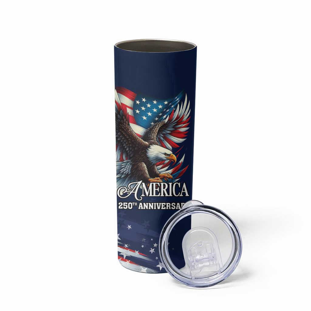 US Navy 250th Anniversary Skinny Tumbler Proudly Served Veteran - Wonder Print Shop