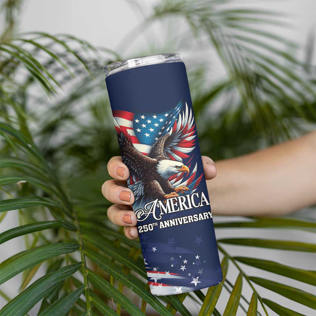 US Navy 250th Anniversary Skinny Tumbler Proudly Served Veteran - Wonder Print Shop