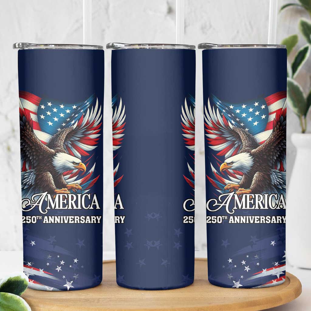 US Navy 250th Anniversary Skinny Tumbler Proudly Served Veteran - Wonder Print Shop