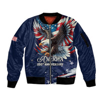 US Navy 250th Anniversary Sleeve Zip Bomber Jacket Proudly Served Veteran - Wonder Print Shop
