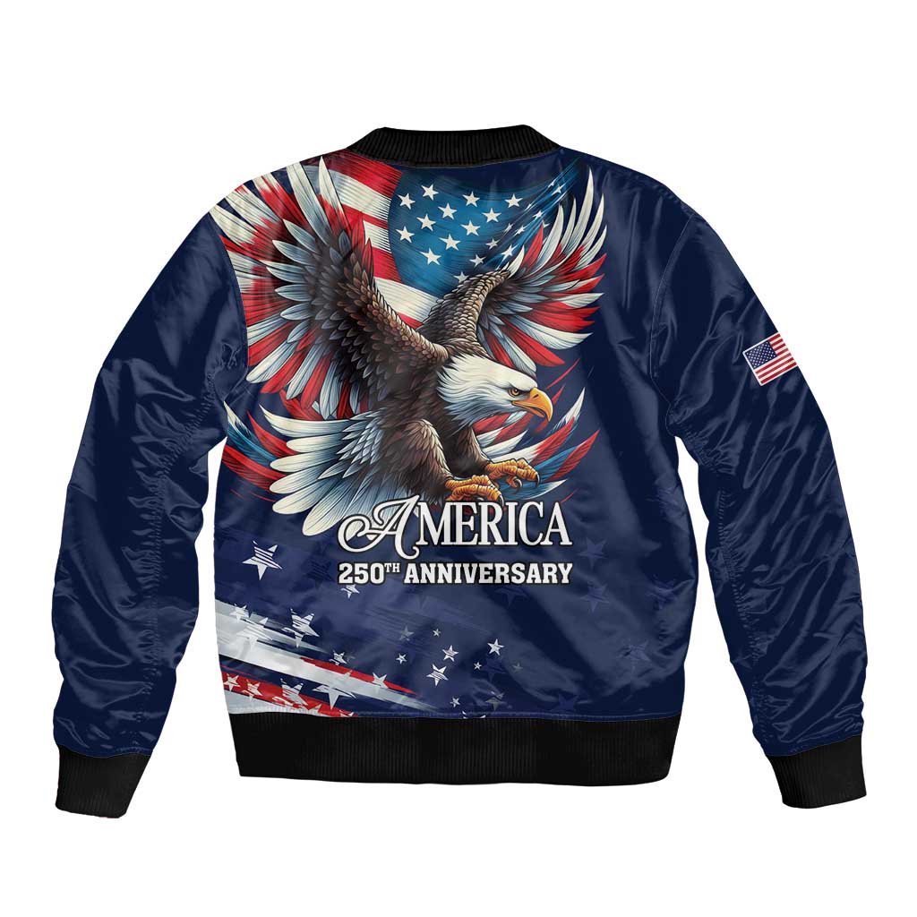 US Navy 250th Anniversary Sleeve Zip Bomber Jacket Proudly Served Veteran - Wonder Print Shop