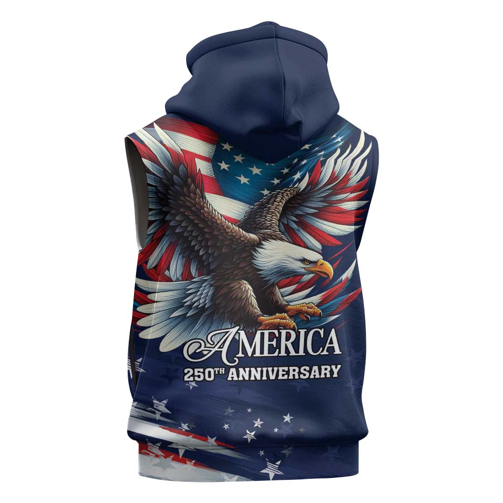 US Navy 250th Anniversary Sleeveless Hoodie Proudly Served Veteran - Wonder Print Shop