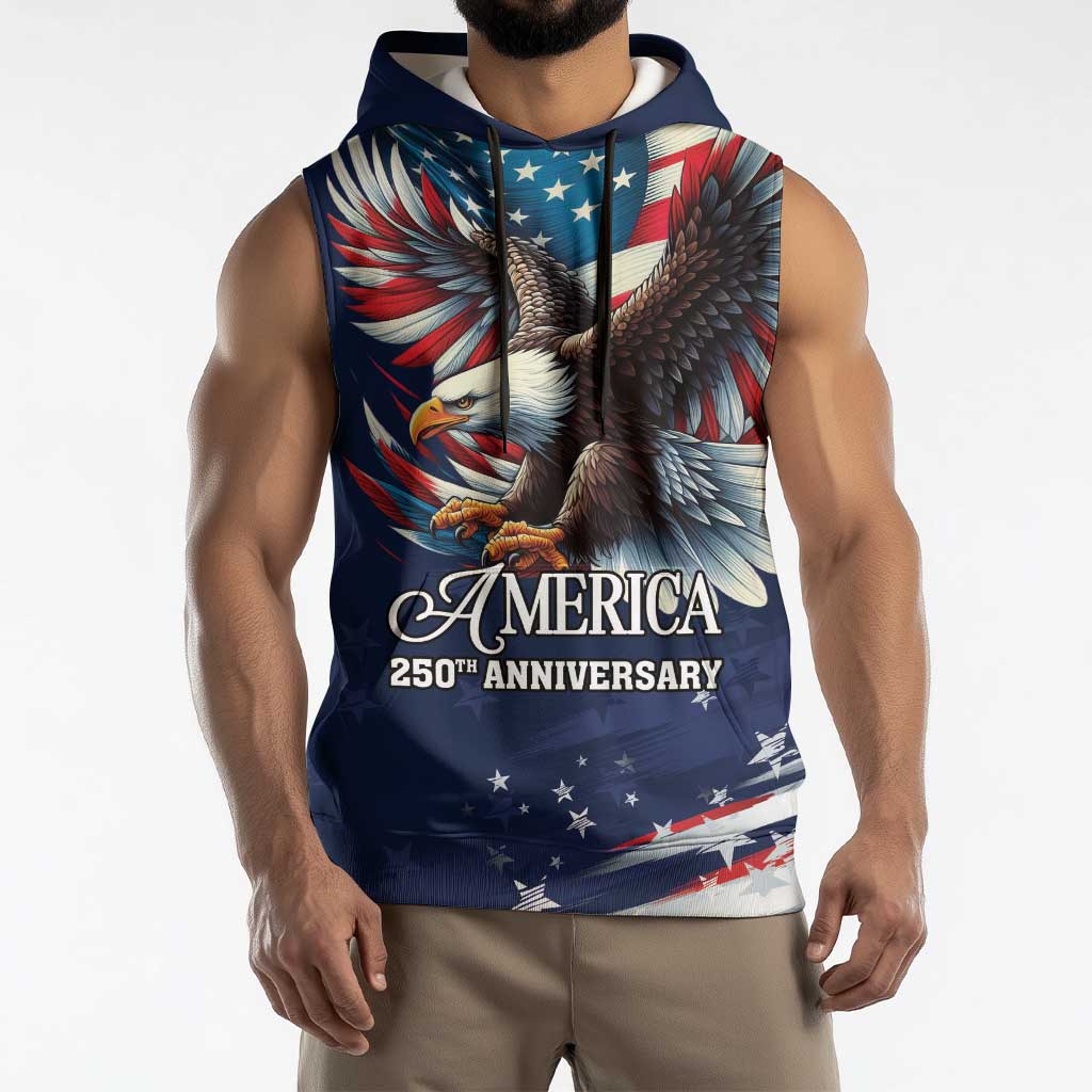 US Navy 250th Anniversary Sleeveless Hoodie Proudly Served Veteran - Wonder Print Shop