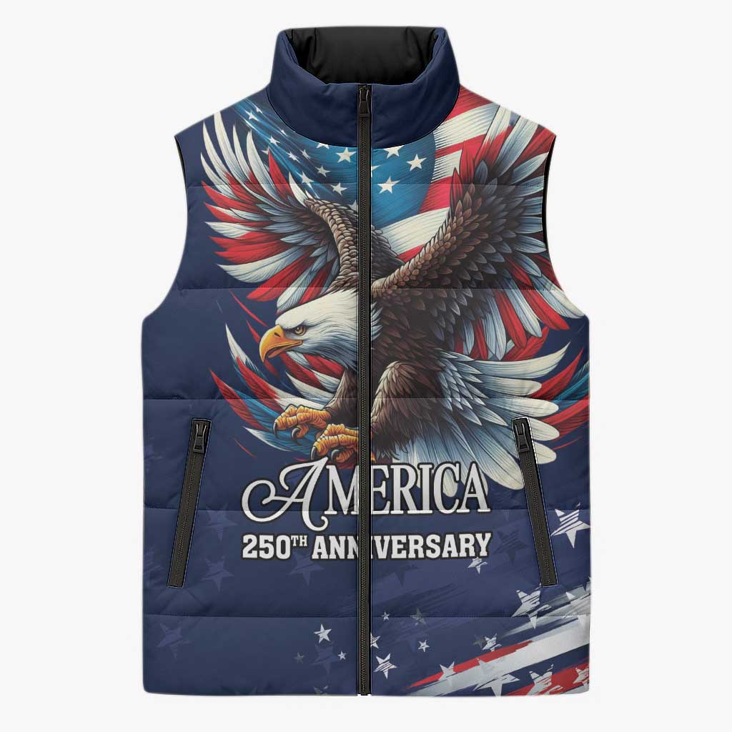 US Navy 250th Anniversary Sleeveless Puffer Jacket Proudly Served Veteran - Wonder Print Shop