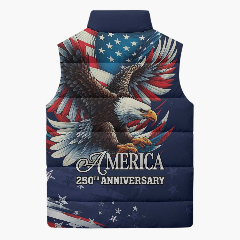 US Navy 250th Anniversary Sleeveless Puffer Jacket Proudly Served Veteran - Wonder Print Shop