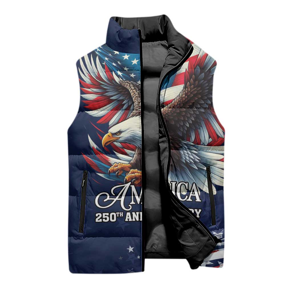 US Navy 250th Anniversary Sleeveless Puffer Jacket Proudly Served Veteran - Wonder Print Shop