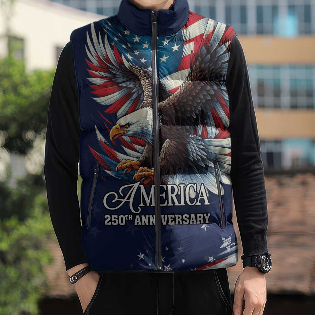 US Navy 250th Anniversary Sleeveless Puffer Jacket Proudly Served Veteran - Wonder Print Shop