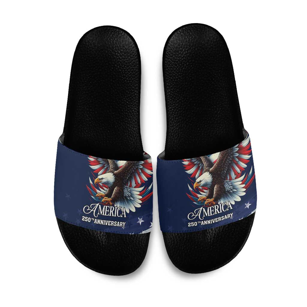US Navy 250th Anniversary Slide Sandals Proudly Served Veteran - Wonder Print Shop