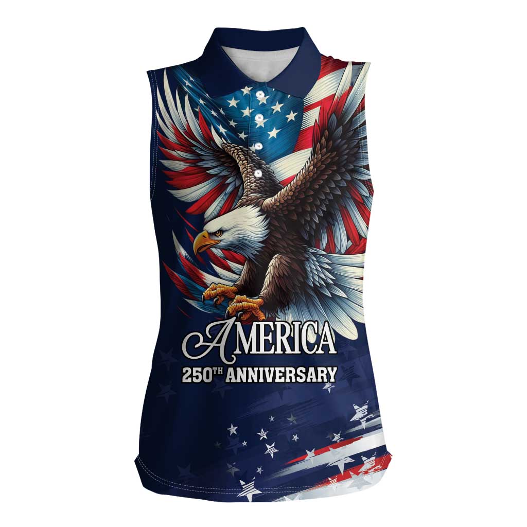 US Navy 250th Anniversary Women Sleeveless Polo Shirt Proudly Served Veteran - Wonder Print Shop