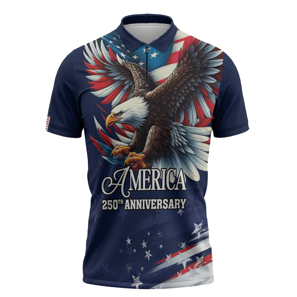 US Navy 250th Anniversary Zipper Polo Shirt Proudly Served Veteran - Wonder Print Shop