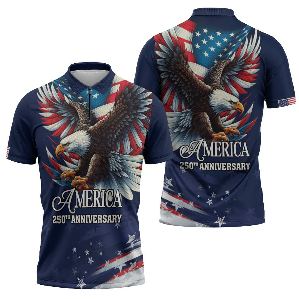 US Navy 250th Anniversary Zipper Polo Shirt Proudly Served Veteran - Wonder Print Shop