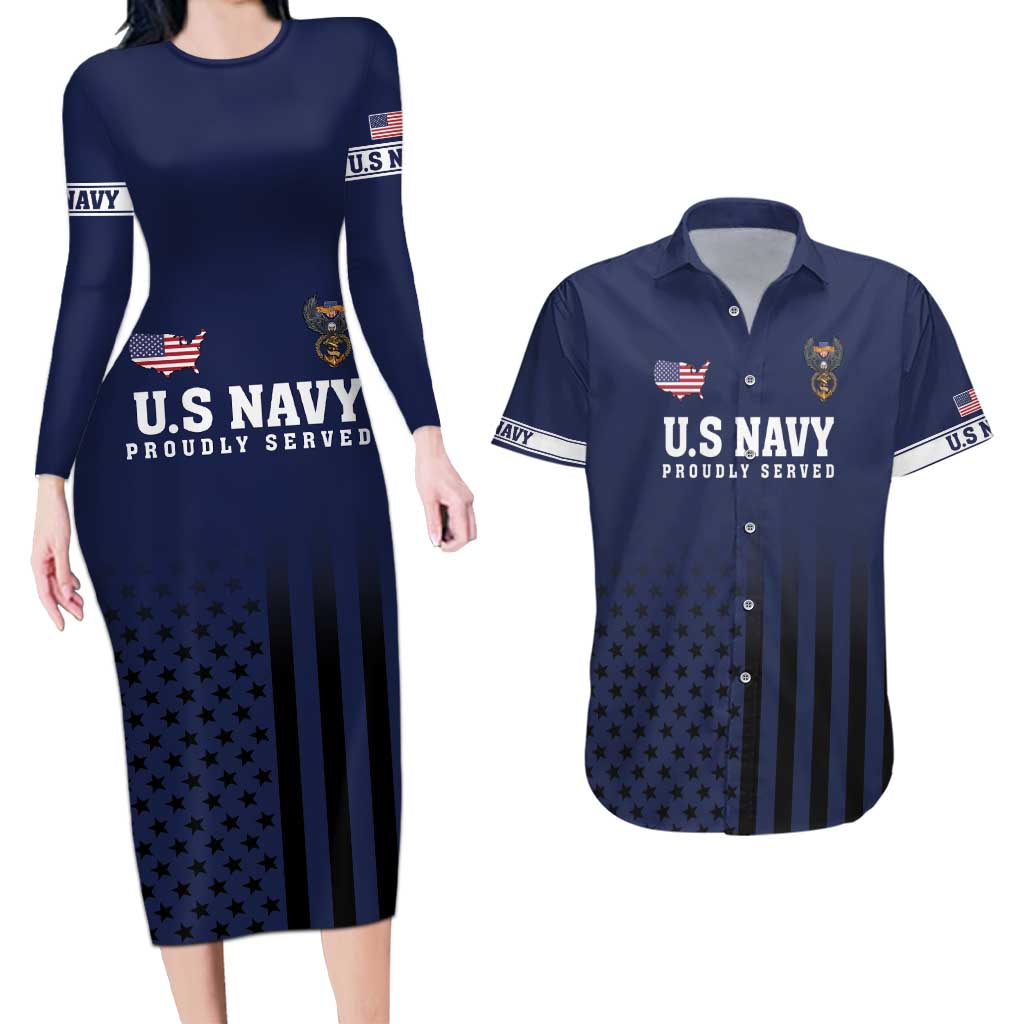 America 250th Anniversary Eagle Couples Matching Long Sleeve Bodycon Dress and Hawaiian Shirt Patriotic USA Flag - Wonder Print Shop