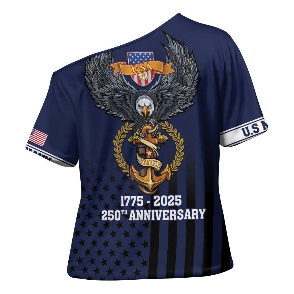 America 250th Anniversary Eagle Cross Shoulder Shirt Patriotic USA Flag - Wonder Print Shop